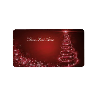 Étiquette d'adresse d'arbre de Noël à paillettes r