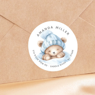Étiquette d'adresse de Baby Shower Ours Câlin