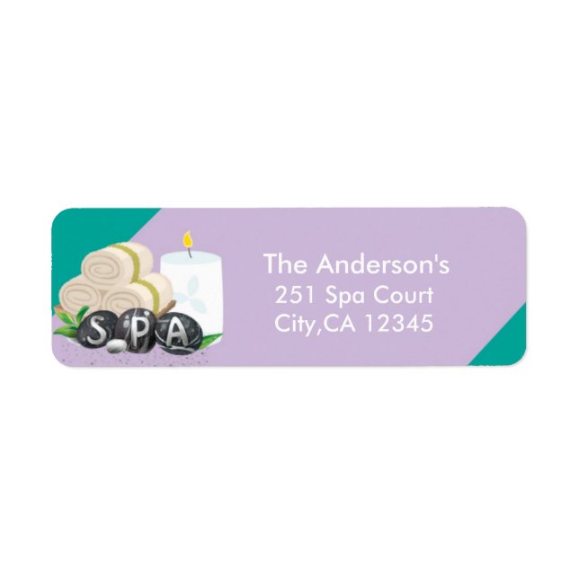 Étiquette d'adresse de fête d'anniversaire Spa Bea (Devant)
