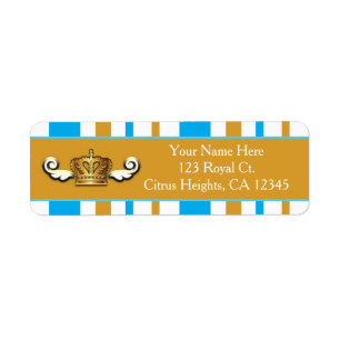 Étiquette d'adresse de fête Prince Bleu & Couronne