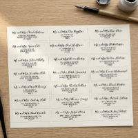 Étiquette d'adresse de l'invité de mariage noir et