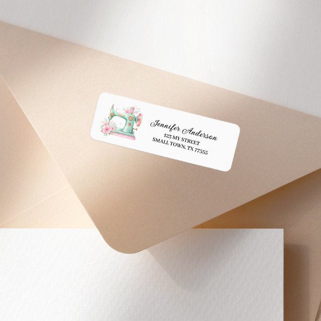 Étiquette d'adresse de machine à coudre florale ve (Créateur téléchargé)