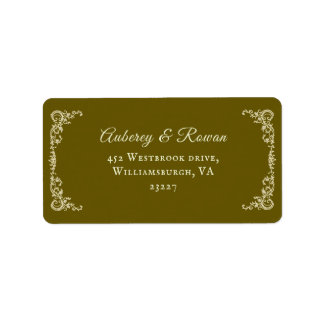 Étiquette d'adresse de mariage à bordure vintage