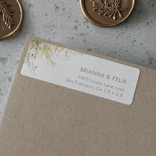 Étiquette d'adresse de mariage aux fleurs sauvages