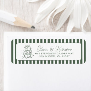 Étiquette d'adresse de mariage cabana préppy rayée