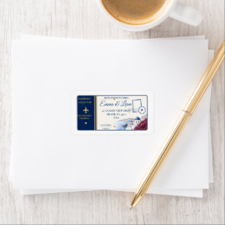 Étiquette d'adresse de mariage de destination Pass