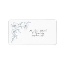 Étiquette d'adresse de mariage Fleurs Bleues Bienh