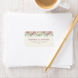 Étiquette d'adresse de mariage florale de pivoine