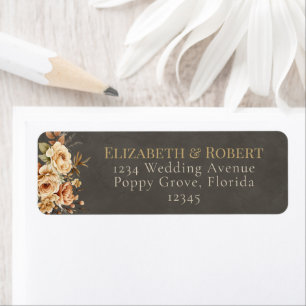 Étiquette d'adresse de mariage florale taupe éléga