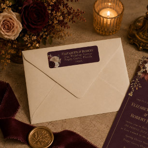 Étiquette d'adresse de mariage gothique floral bur