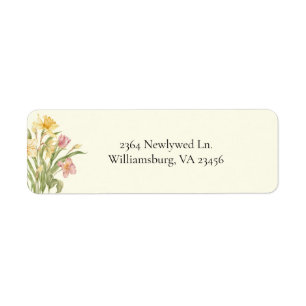 Étiquette d'adresse de mariage Narcisse Floraison 