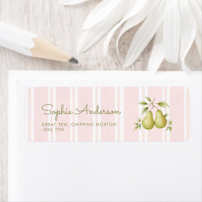 Étiquette d'adresse de mariage Parfait Pear (En situation)