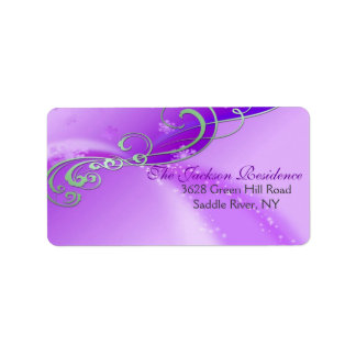 Étiquette d'adresse de Noël à tourbillon violet et