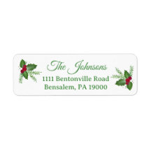 Étiquette d'adresse de Noël personnalisée Holly Re