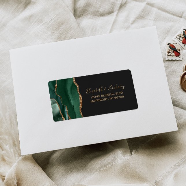 Étiquette d'adresse de réponse de mariage en agate (Créateur téléchargé)