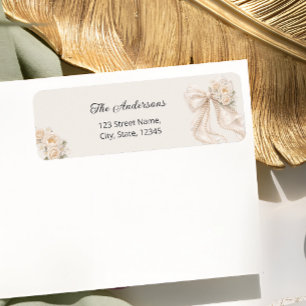 Étiquette d'adresse de retour à ruban floral éléga