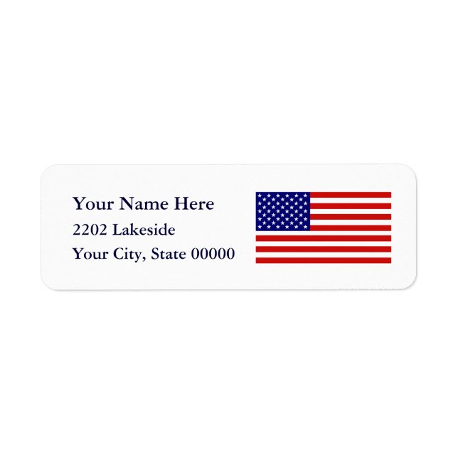 Étiquette d'adresse de retour American Flag USA (Devant)