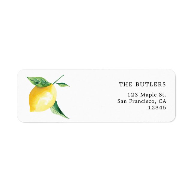 Étiquette d'adresse de retour au citron simple et  (Devant)