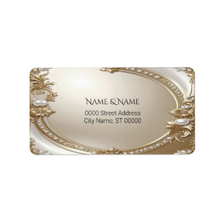 Étiquette d'adresse de retour avec cadre orné doré