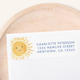 Étiquette d'adresse de retour Baby Shower Soleil