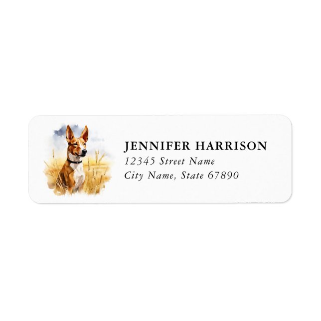 Étiquette d'adresse de retour Basenji (Devant)