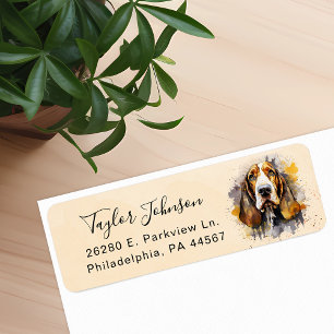 Étiquette d'adresse de retour Basset Hound