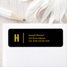 Étiquette d'adresse de retour Black and Gold