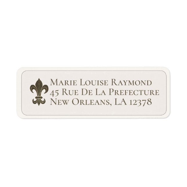 Étiquette d'adresse de retour Black Fleur de Lis (Devant)