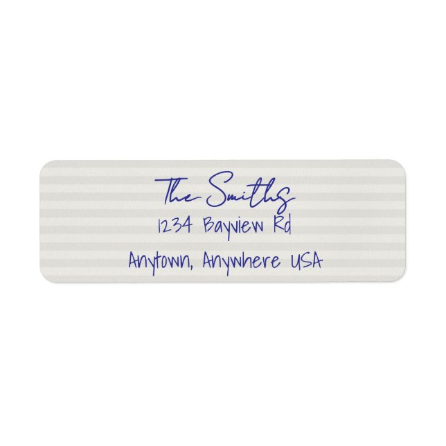 Étiquette d'adresse de retour Bleu Beige Rayure No (Devant)