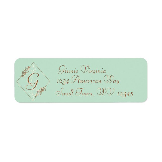 Étiquette d'adresse de retour bleu clair Monogramm (Devant)