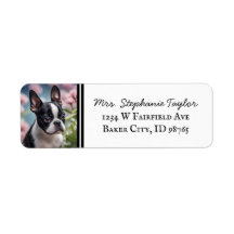 Étiquette d'adresse de retour Boston Terrier