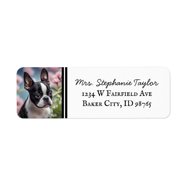 Étiquette d'adresse de retour Boston Terrier (Devant)