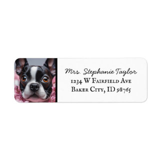 Étiquette d'adresse de retour Boston Terrier