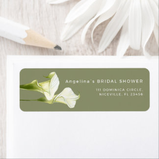 Étiquette d'adresse de retour Calla Lilies shower 