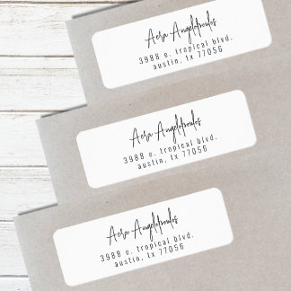 Étiquette d'adresse de retour chic de script moder