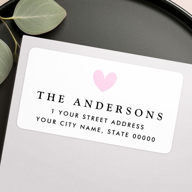 Étiquette d'adresse de retour cœur d'amour rose cl (Light pink cute love heart return address label)