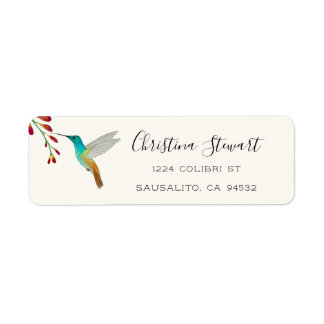 Étiquette d'adresse de retour Colibri Turquoise