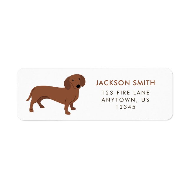 Étiquette d'adresse de retour Dachshund aux cheveu (Devant)