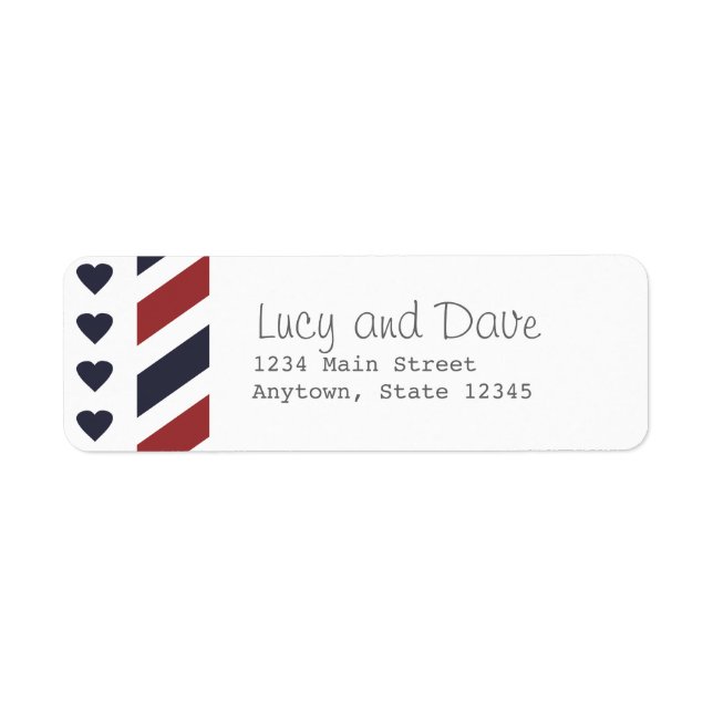 Étiquette d'adresse de retour d'Airmail avec coeur (Devant)