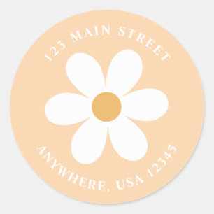 Étiquette d'adresse de retour daisy rétro boho