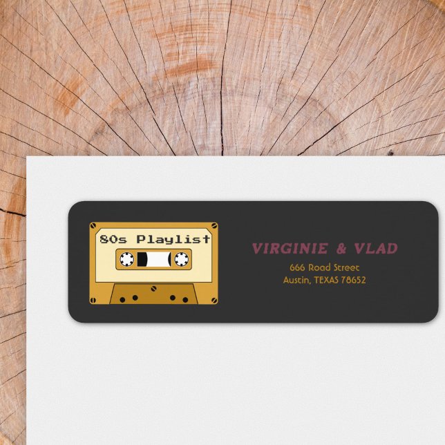 Étiquette d'adresse de retour de bande de cassette (Cassette Tape Return address label)