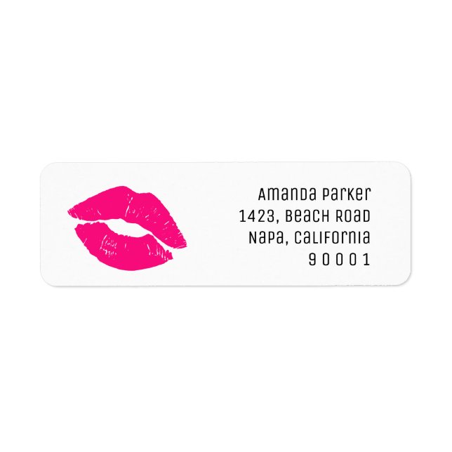 Étiquette d'adresse de retour de bâton rose Baiser (Devant)