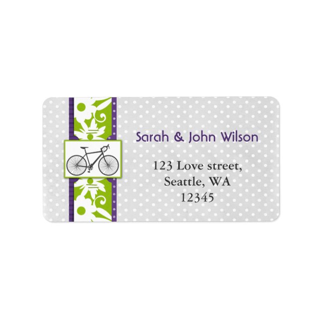 étiquette d'adresse de retour de bicyclette violet (Devant)