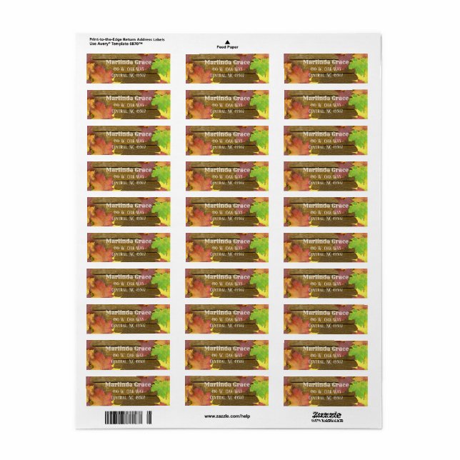 Étiquette d'adresse de retour de bois d'automne (Feuille entière)