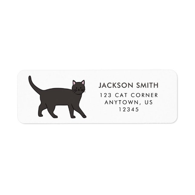 Étiquette d'adresse de retour de chat noir (Devant)