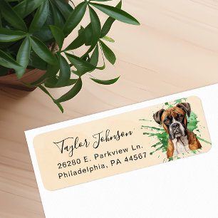 Étiquette d'adresse de retour de chien Boxer
