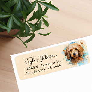 Étiquette d'adresse de retour de chien caniche