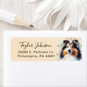 Étiquette d'adresse de retour de chien de berger d