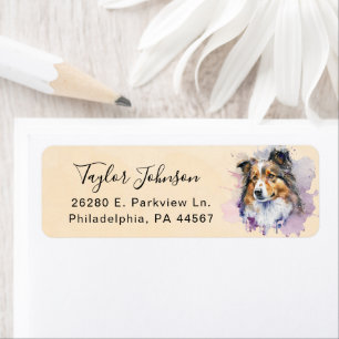 Étiquette d'adresse de retour de chien de berger d