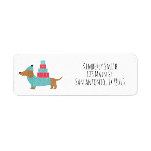 Étiquette d'adresse de retour de chien de Noël Wie